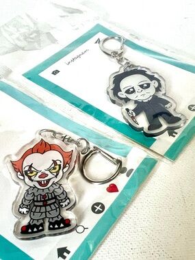 BWT Horror Character Acrylic Keychain Set — Michael Myers and Pennywise